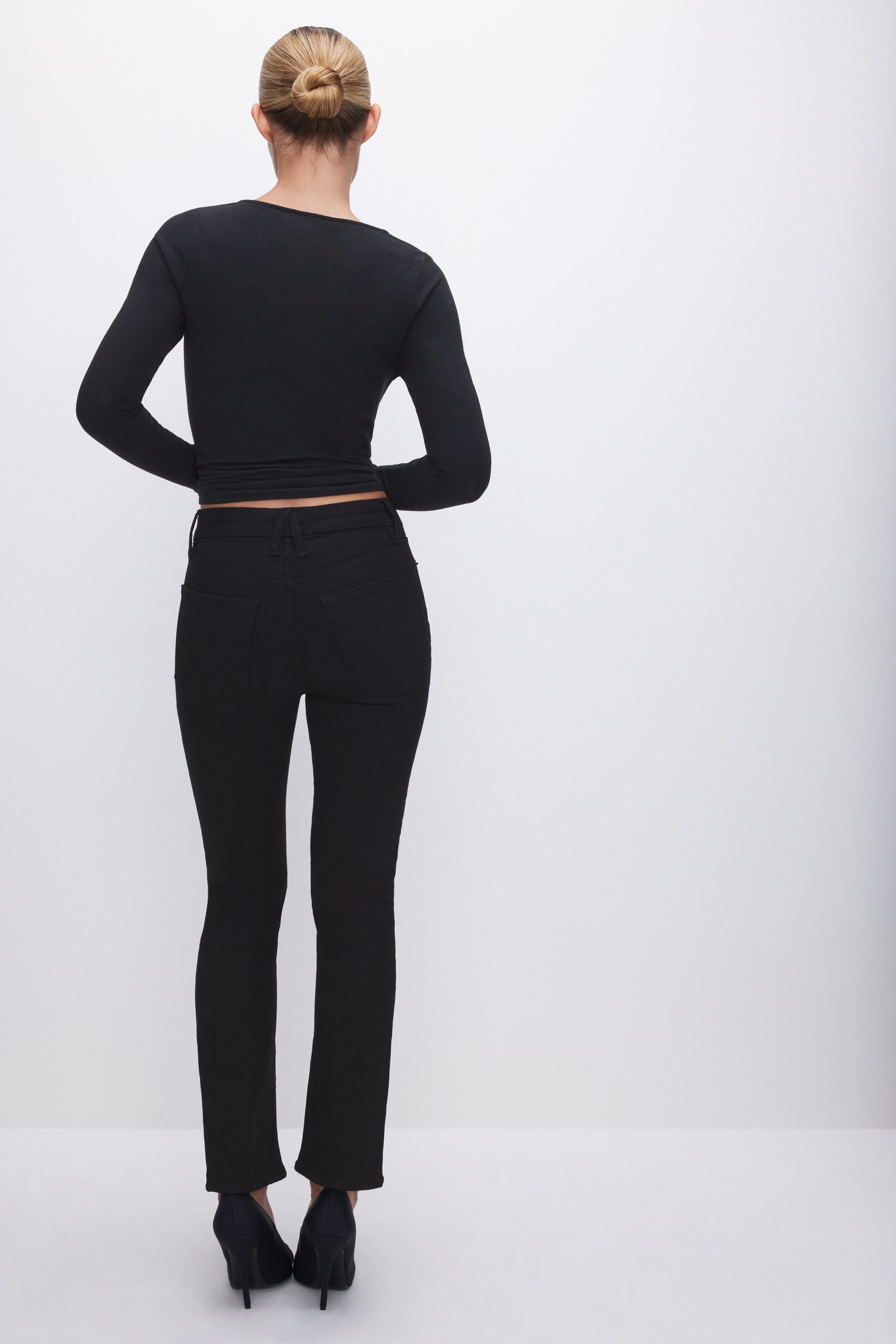 NEVER FADE BUTTON FRONT GOOD LEGS STRAIGHT JEANS | BLACK001 - Image 3