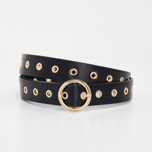 SKINNY EYELET BELT | BLACK001