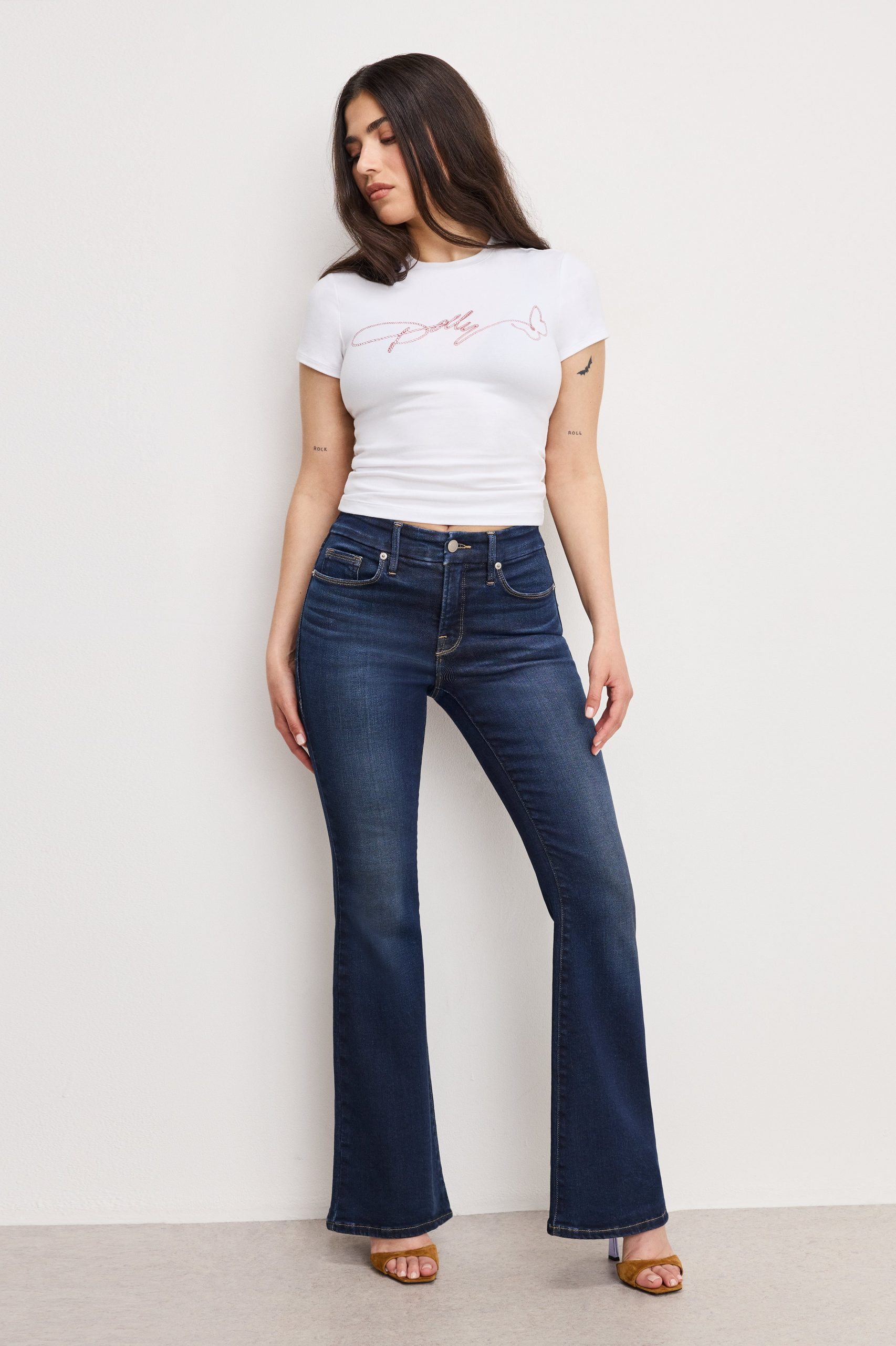 DOLLY JOLEANS PETITE FLARE JEANS | INDIGO1020