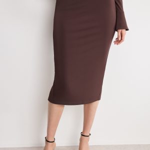 MATTE JERSEY MIDI PENCIL SKIRT | BARK003
