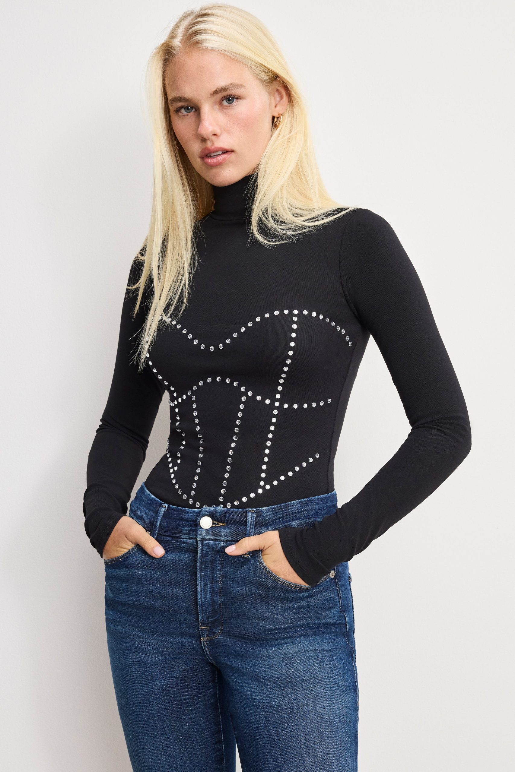 DOLLY CRYSTAL CORSET BODYSUIT | BLACK001 - Image 2