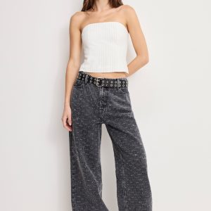 ESSENTIAL SUITING STRAPLESS TOP | CHESTNUT PIN STRIPE