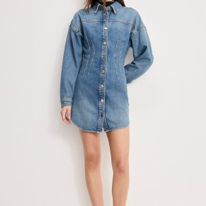 SHAPED DENIM DRESS | INDIGO1100