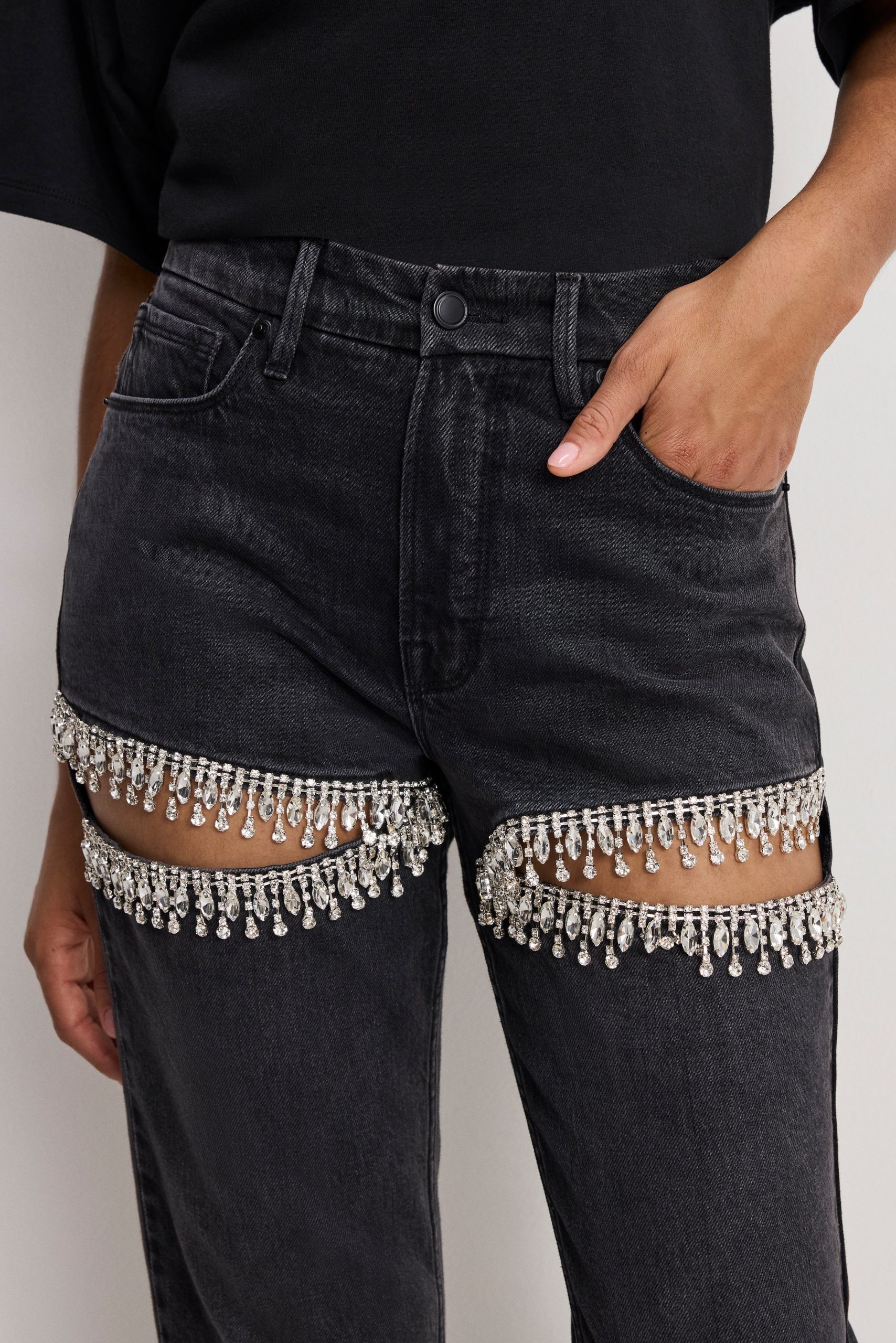 GOOD ICON STRAIGHT DIAMOND JEANS | BLACK376 - Image 5