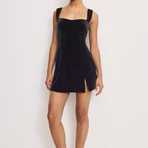 VELVET MINI DRESS | BLACK001