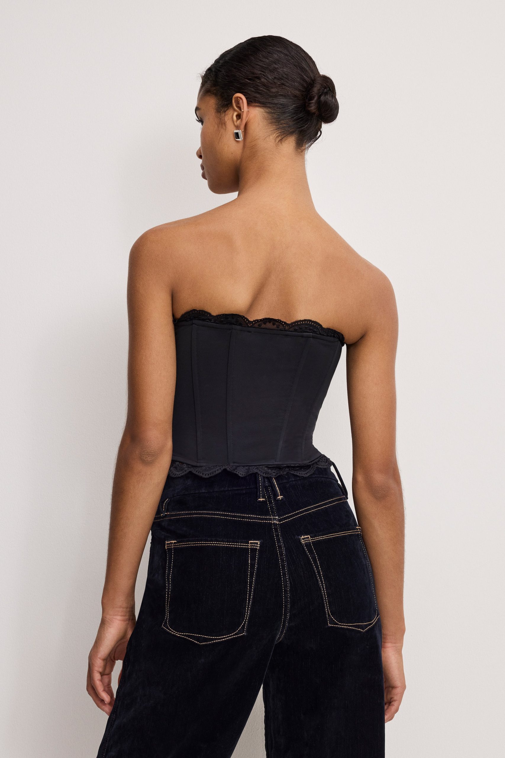 MATTE JERSEY LACE TRIM BUSTIER | BLACK001 - Image 4