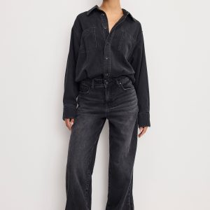 DENIM SHIRT JUMPSUIT | BLACK389