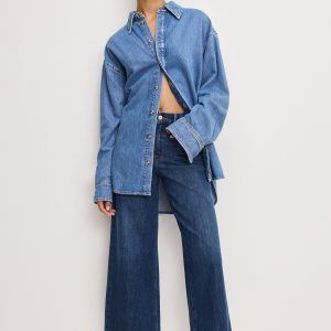 SOFT TECH GOOD WAIST PALAZZO CROPPED JEANS | INDIGO977