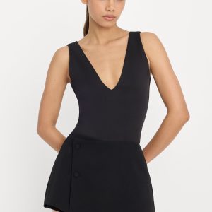 SCULPTING DEEP V BODYSUIT | BLACK001