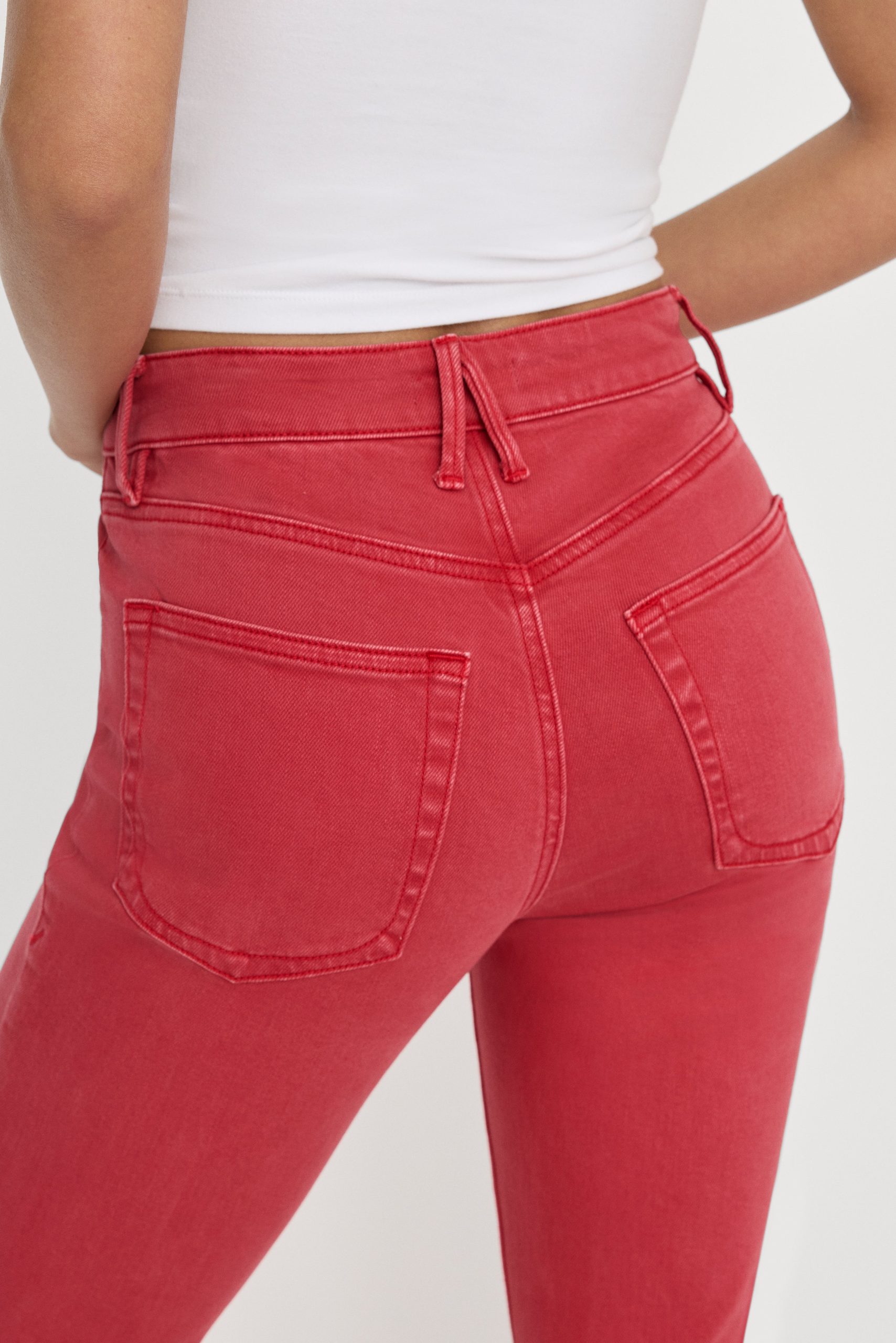 GOOD ICON ANKLE JEANS | CHERRY RED - Image 6