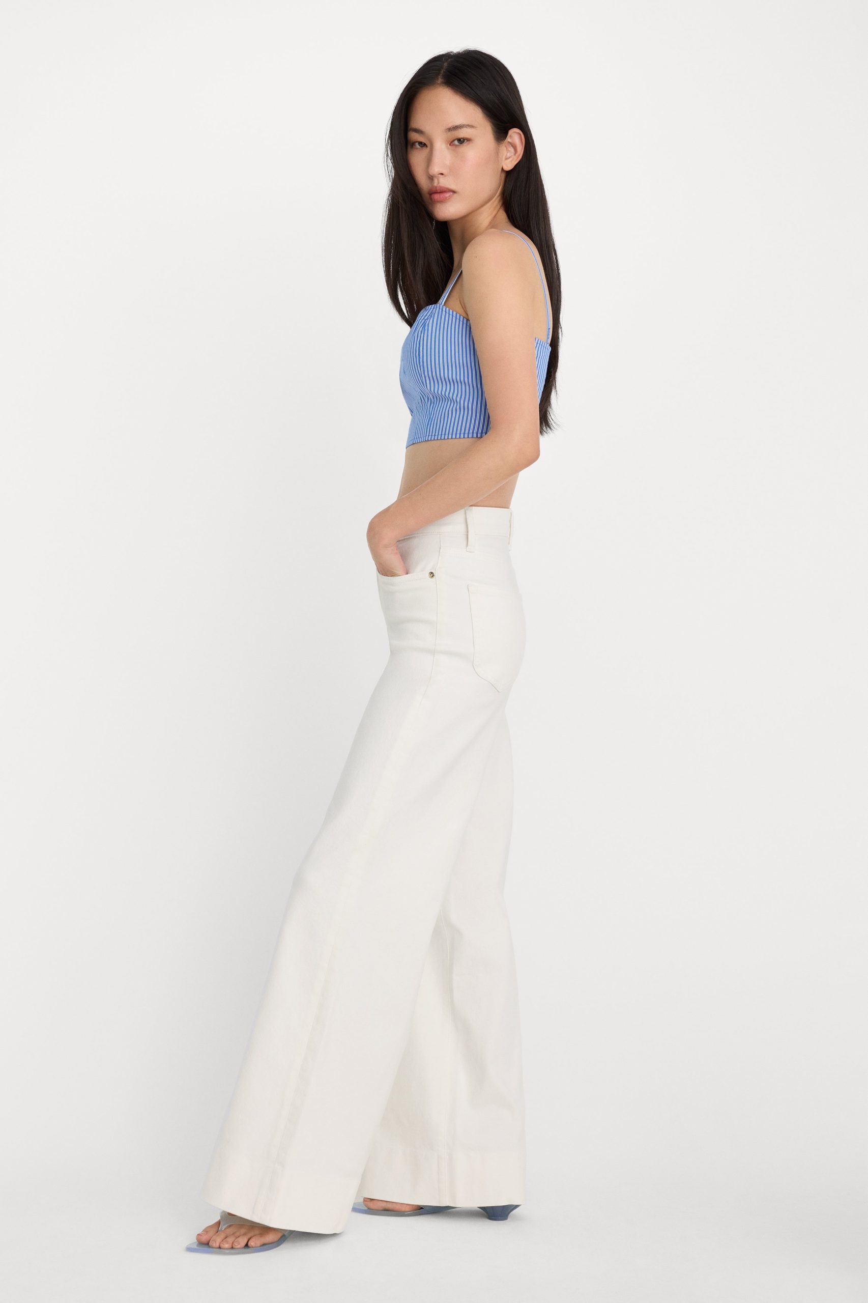 GOOD WAIST PALAZZO JEANS | COTTON WHITE - Image 3