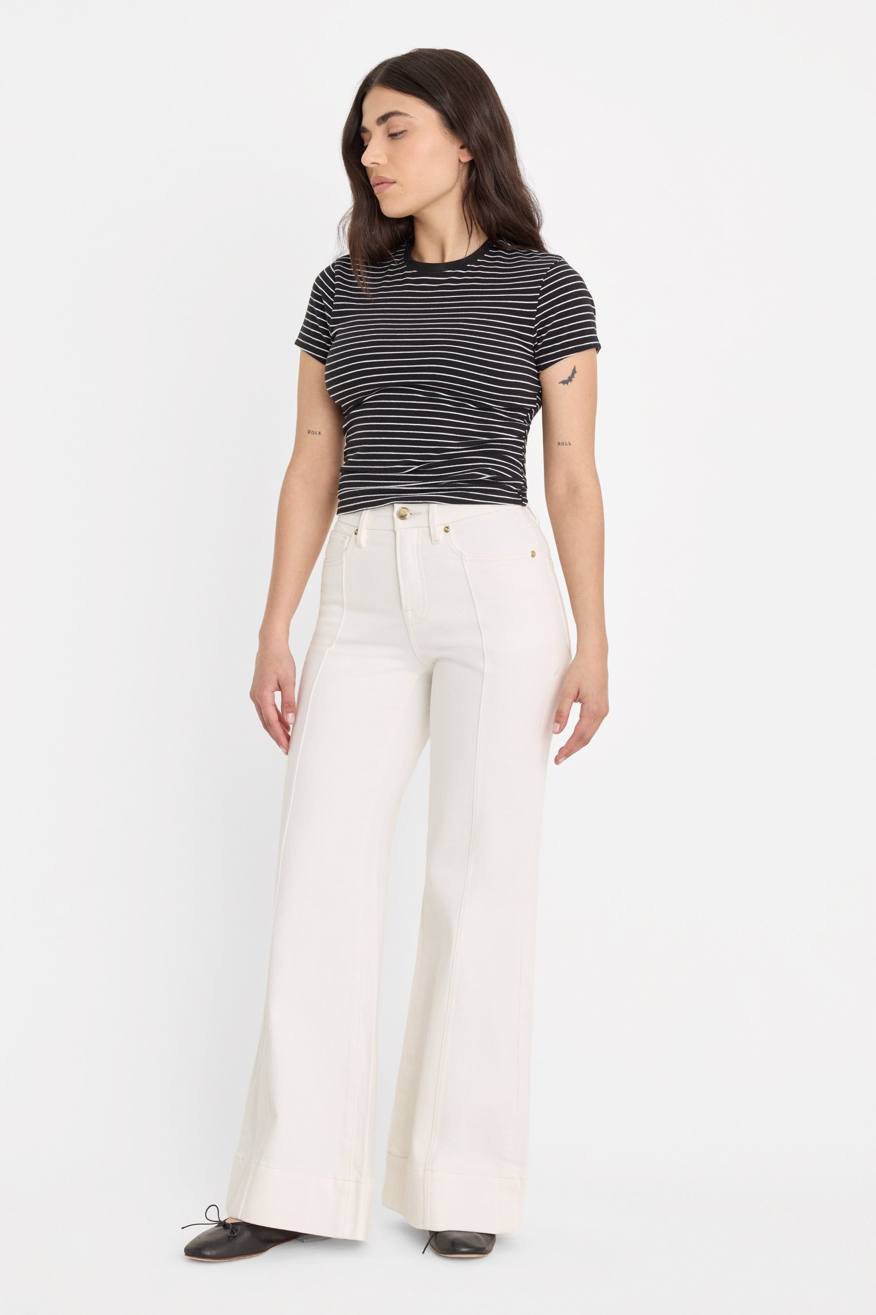 GOOD PETITE PALAZZO JEANS | COTTON WHITE