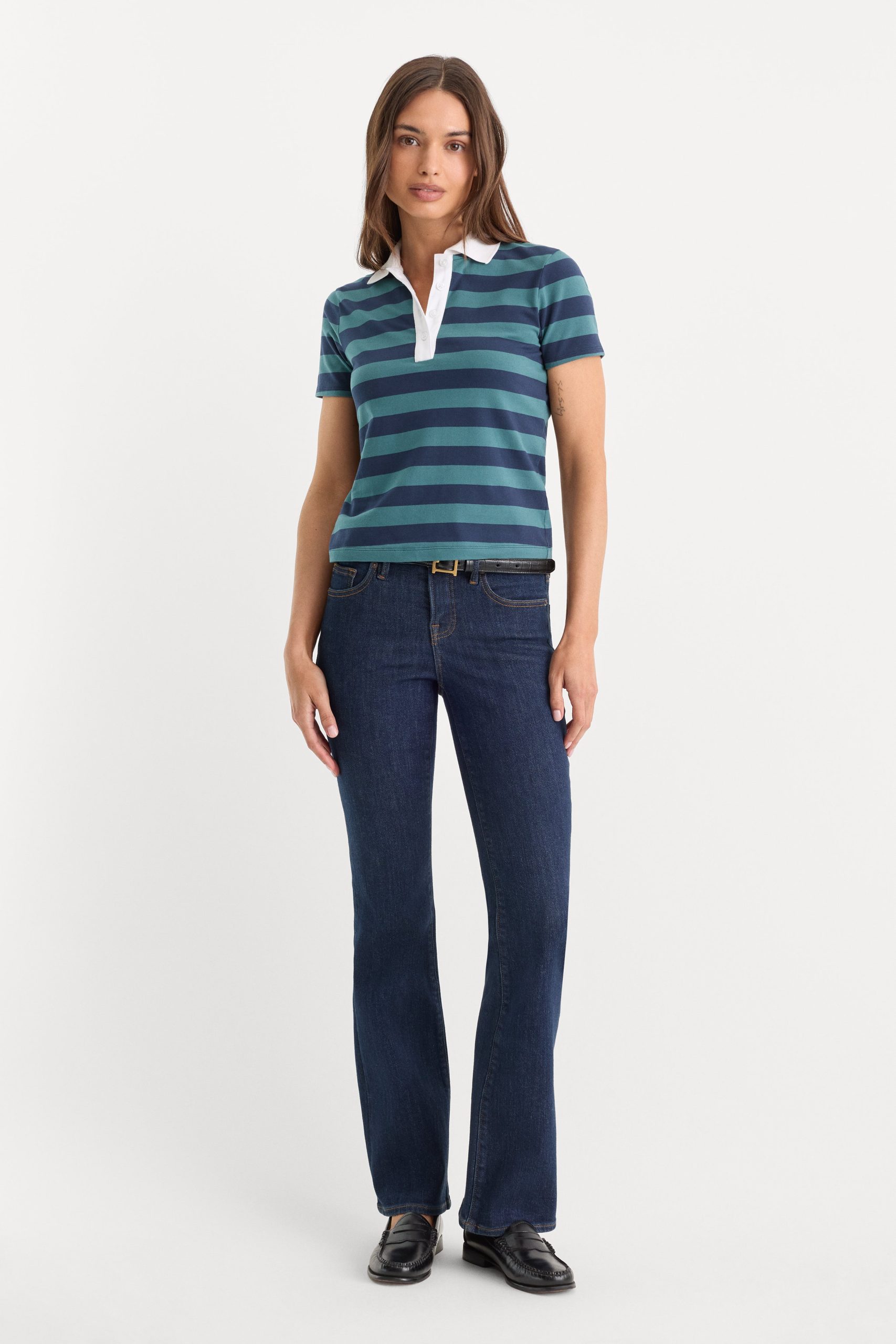 THE EASY POLO | SUMMER STRIPE TEAL - Image 3