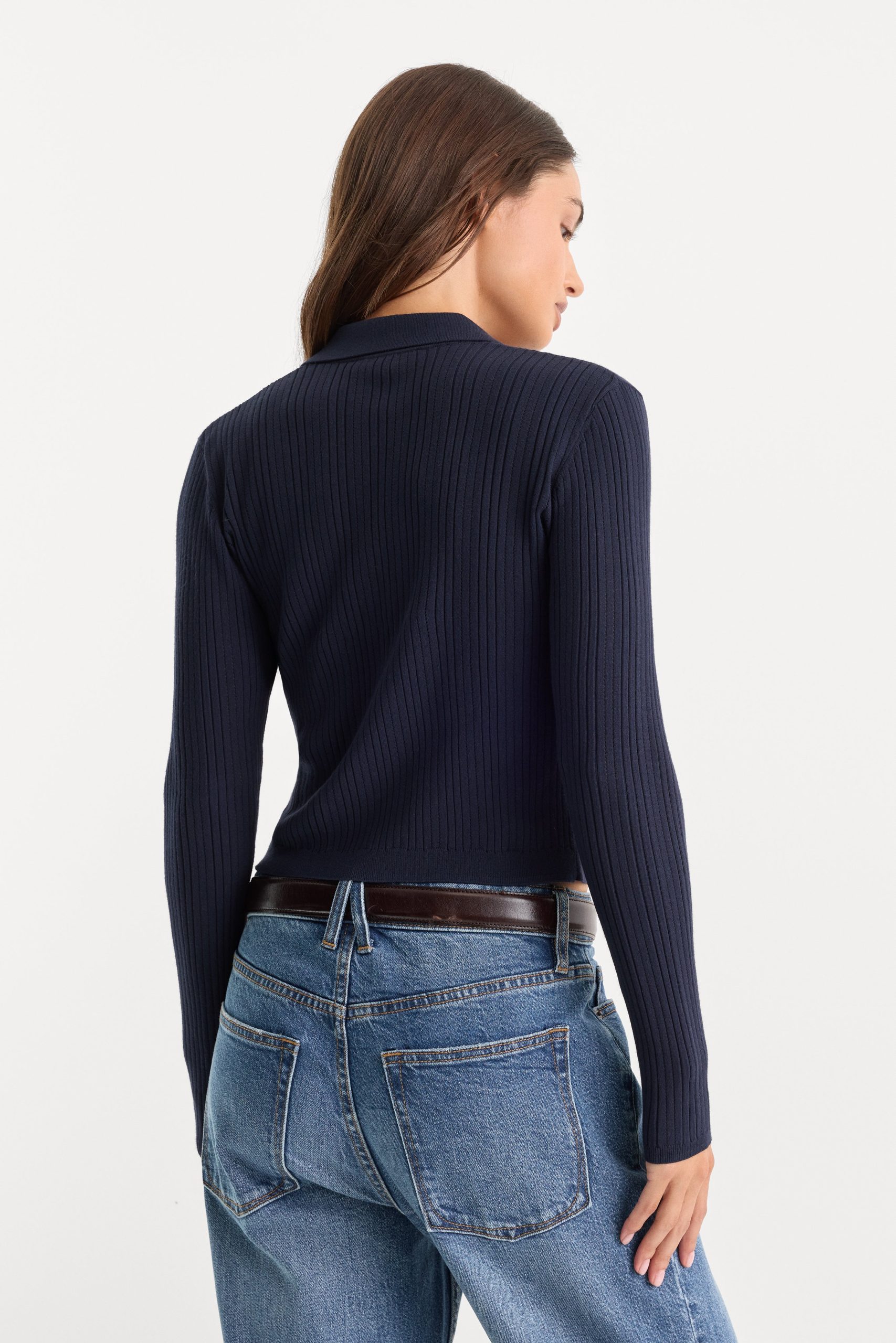 THE LADDER RIB CARDIGAN | MIDNIGHT BLUE - Image 5