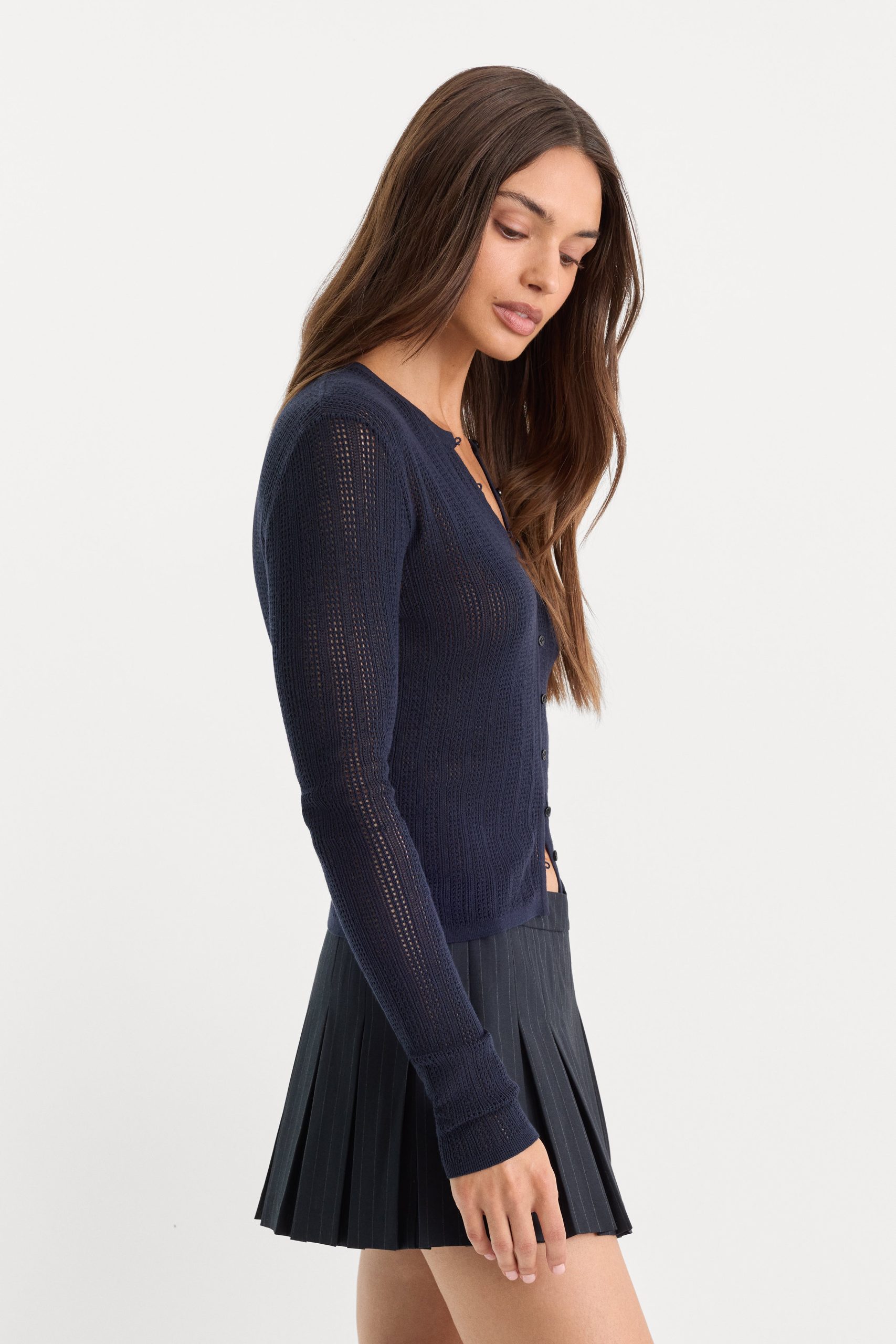 THE OPEN KNIT CARDIGAN | MIDNIGHT BLUE - Image 4