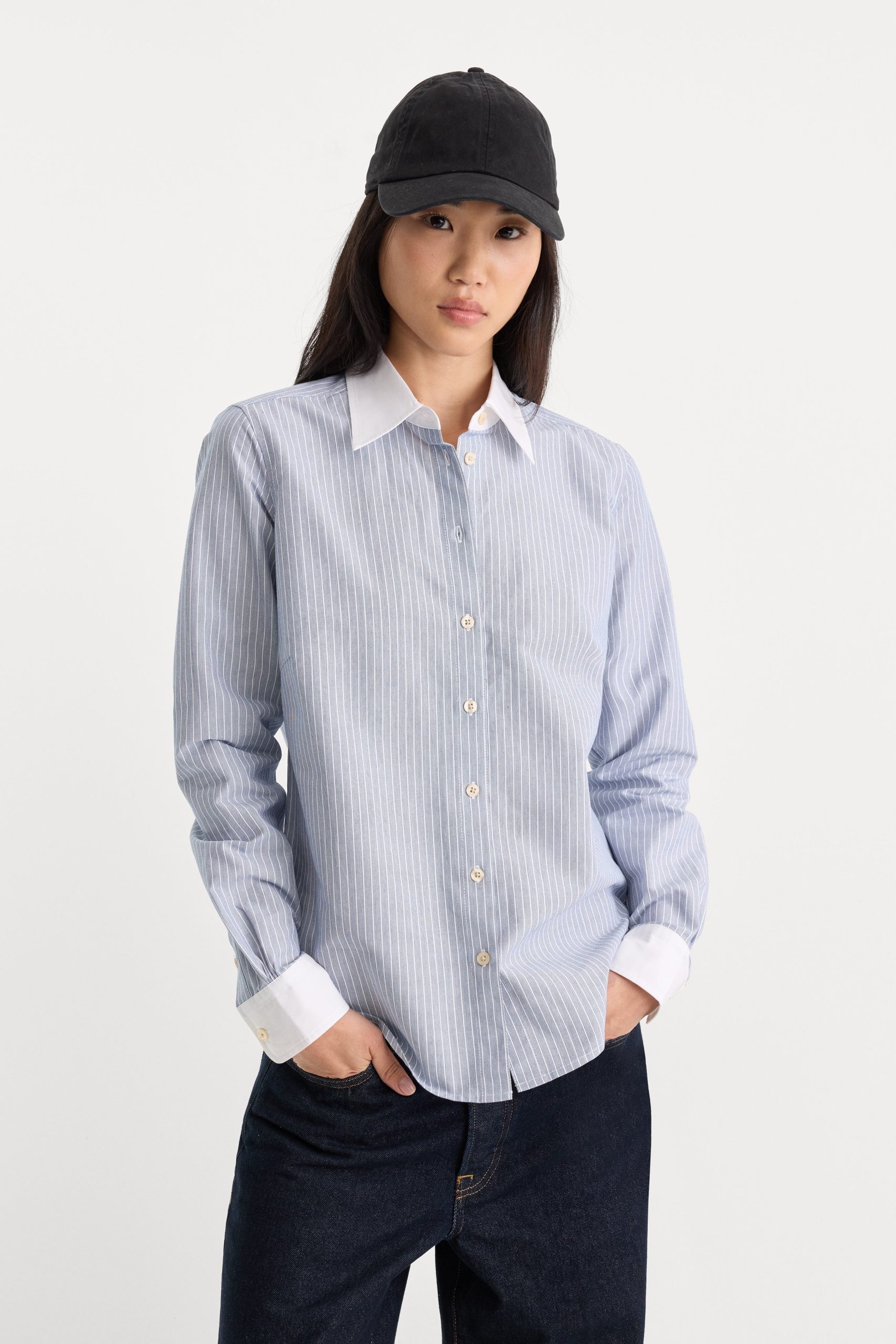 THE OXFORD CONTRAST SHIRT | SLATE BLUE STRIPE - Image 4