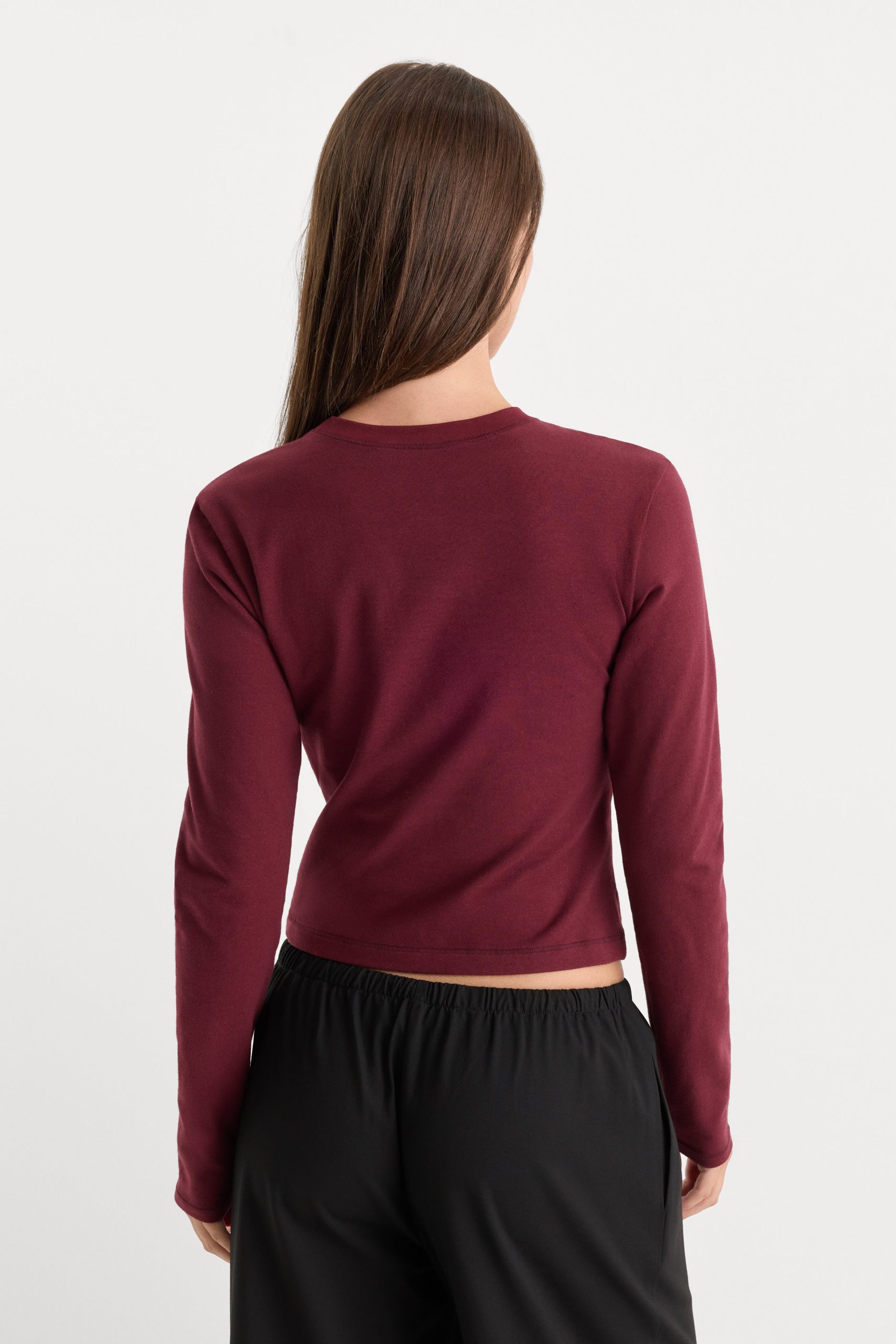 THE LONG SLEEVE BABY TEE | BERRY NOIR - Image 4