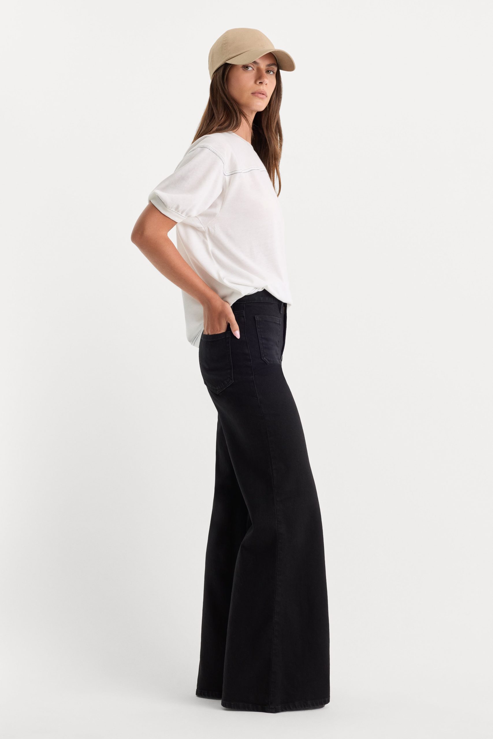 SOFT TECH GOOD PETITE PALAZZO JEANS|BLACK001 - Image 2