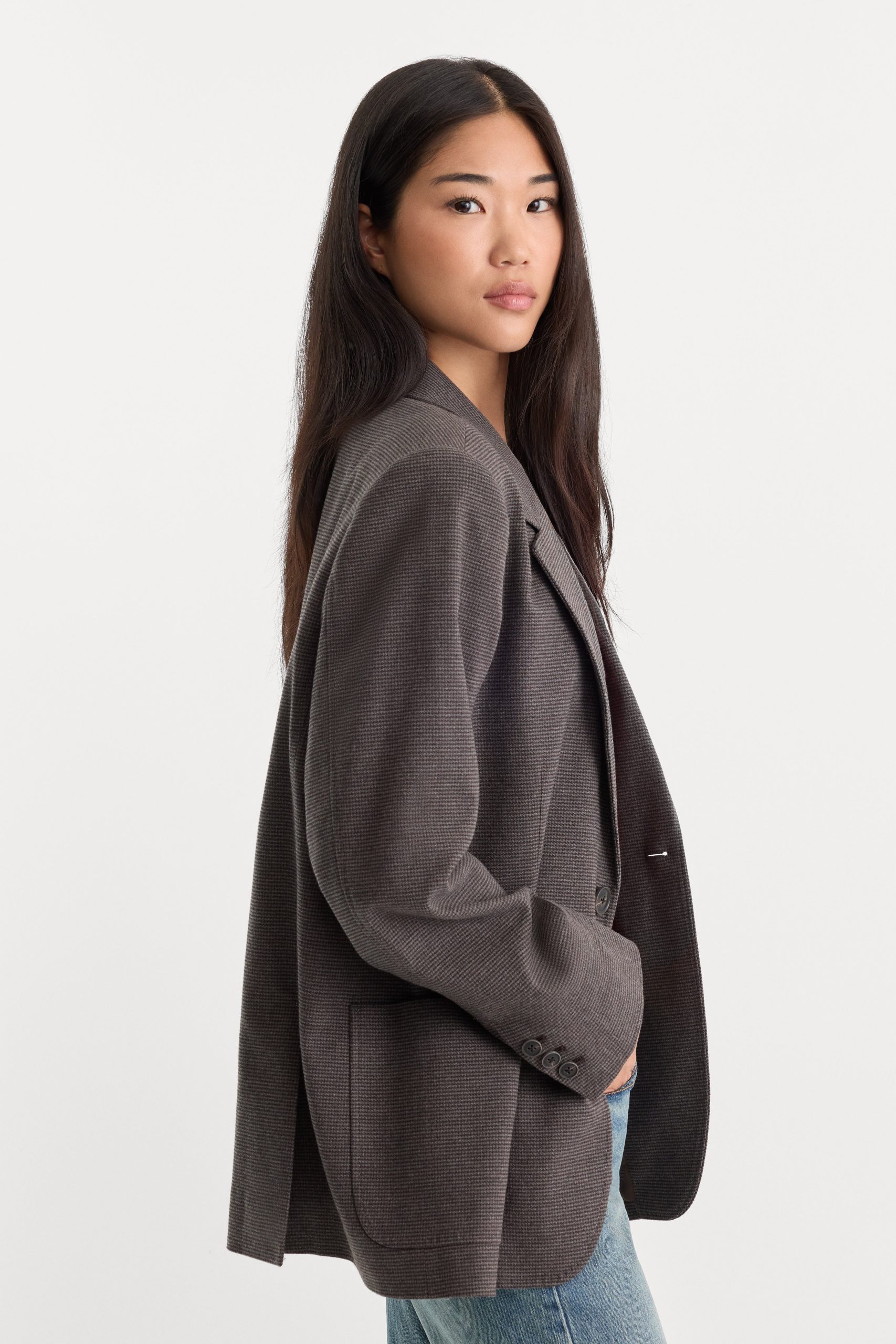 THE OVERSIZED BLAZER | CHARCOAL MINI HOUNDSTOOTH - Image 3