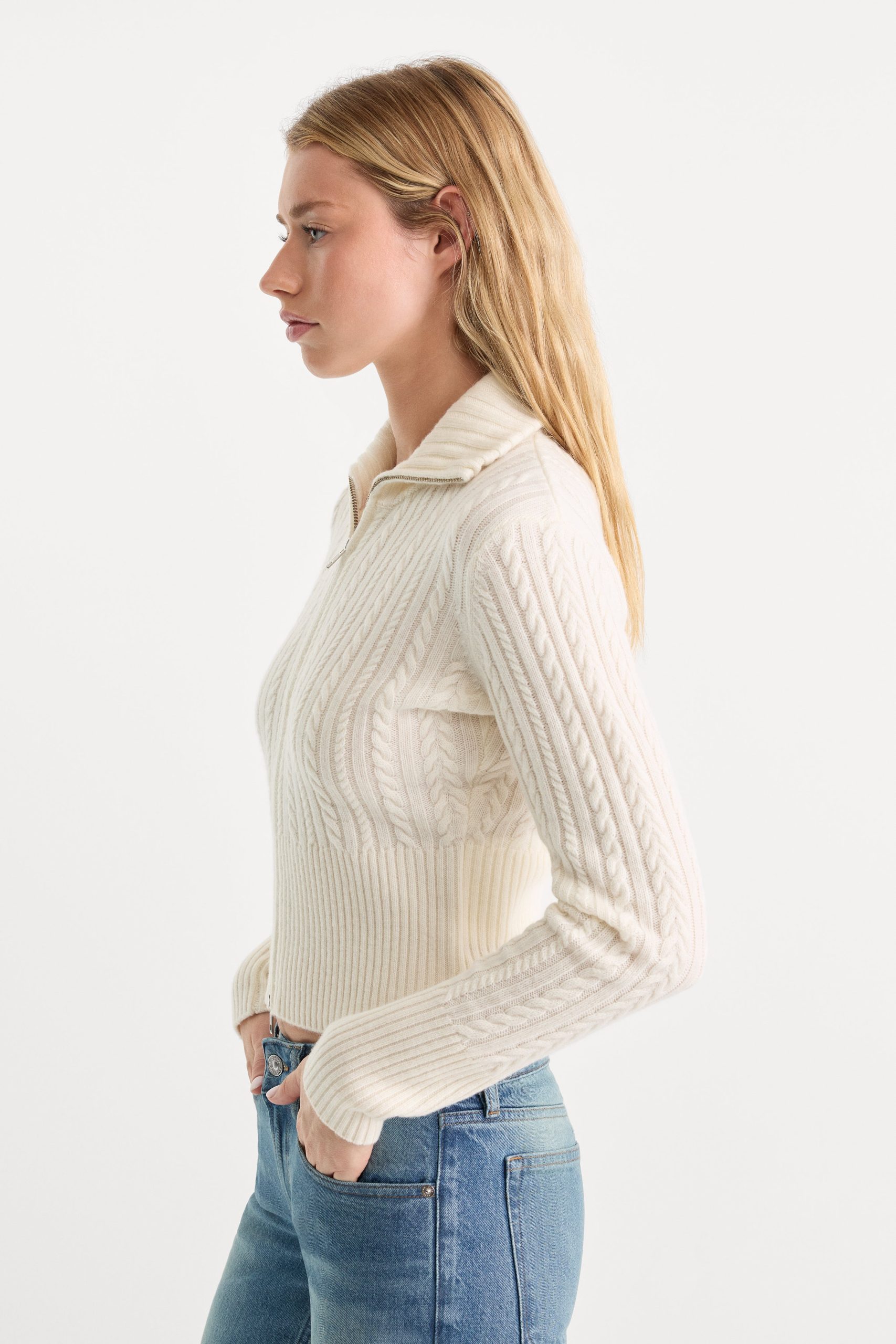 THE CABLE ZIP UP | CHALK - Image 4