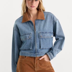 THE DENIM SWING CROPPED JACKET | AMBER