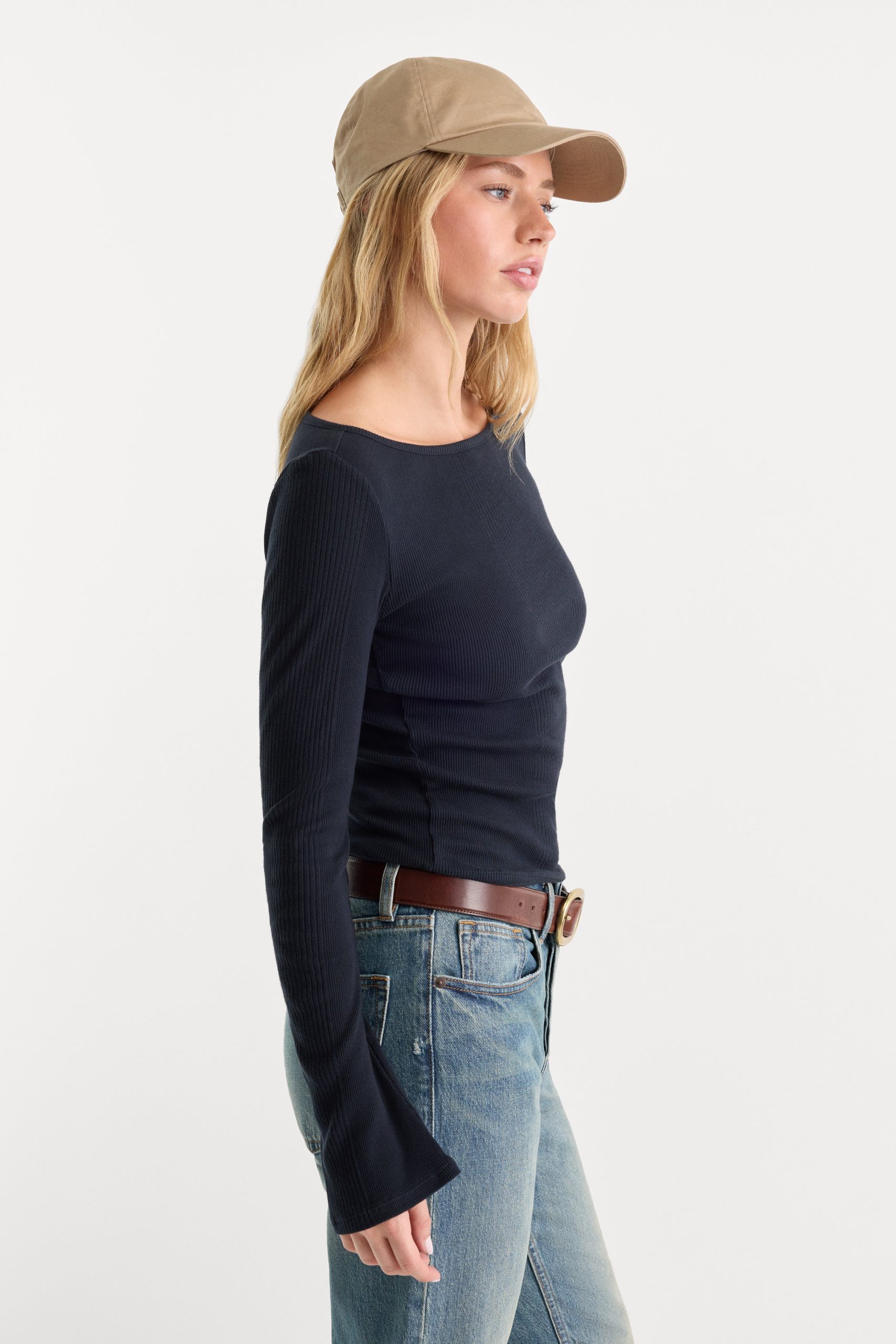 THE VARIEGATED RIB LONG SLEEVE TOP | NEW NAVY002 - Image 3