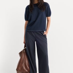 THE PINSTRIPE PULL ON TROUSER | NAVY PINSTRIPE