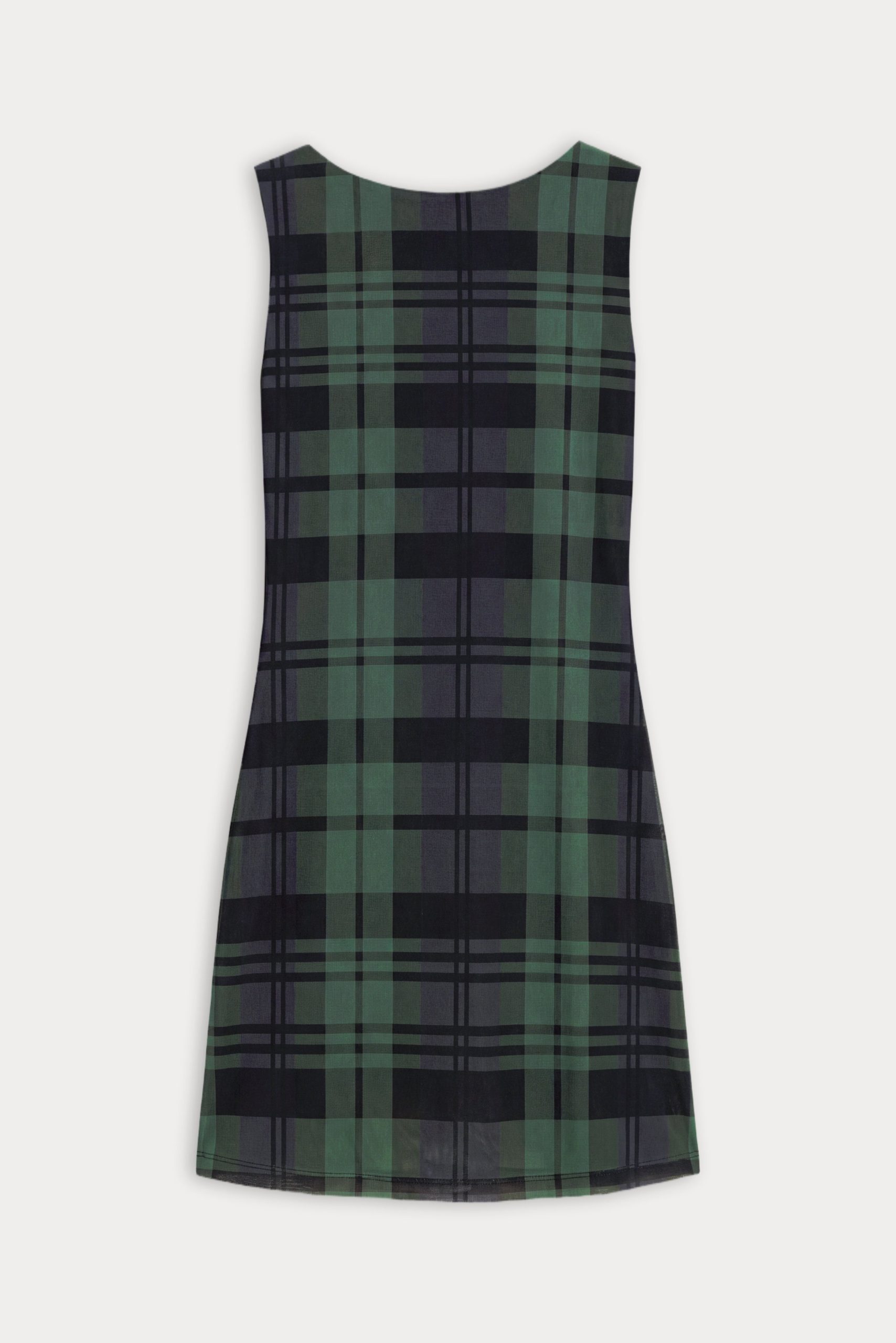 THE MESH MINI DRESS | NAVY AND GREEN PLAID - Image 7