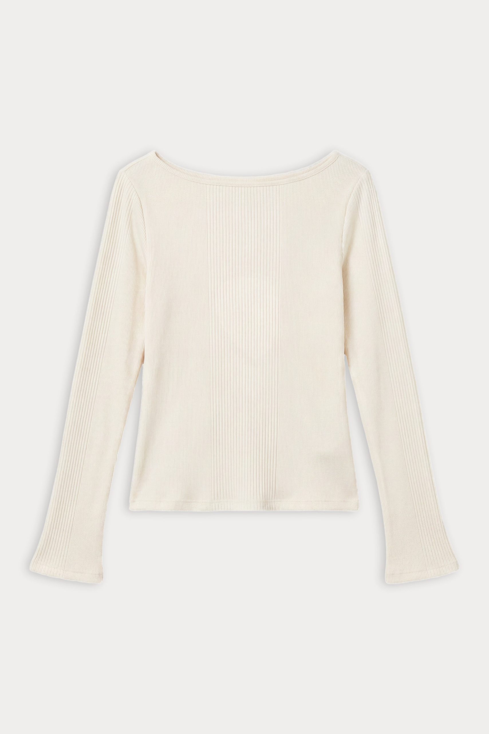 THE VARIEGATED RIB LONG SLEEVE TOP | CHALK